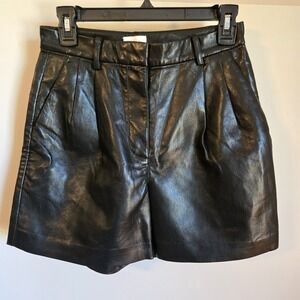 Wilfred Shorts Sz 0 Black Faux Leather Y2K quiet luxury High Waisted Edgy